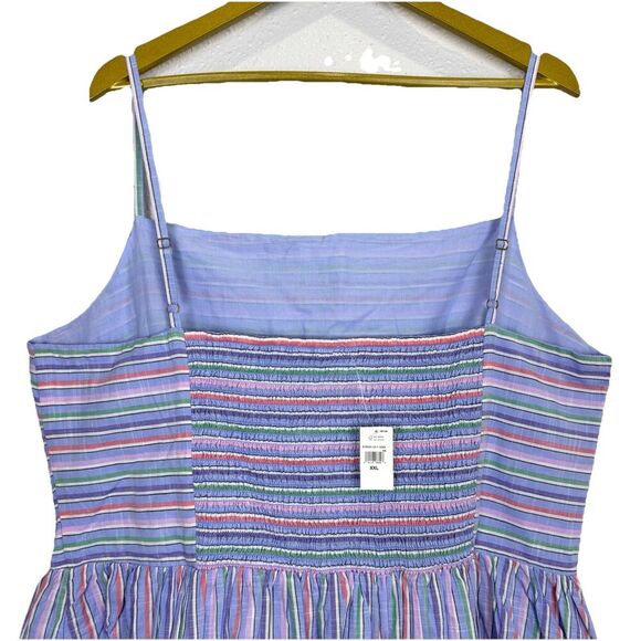 GAP Womens Babydoll Tank Dress XXL Blue Striped Rainbow Smocked Coastal Beachy - Picture 6 of 11
